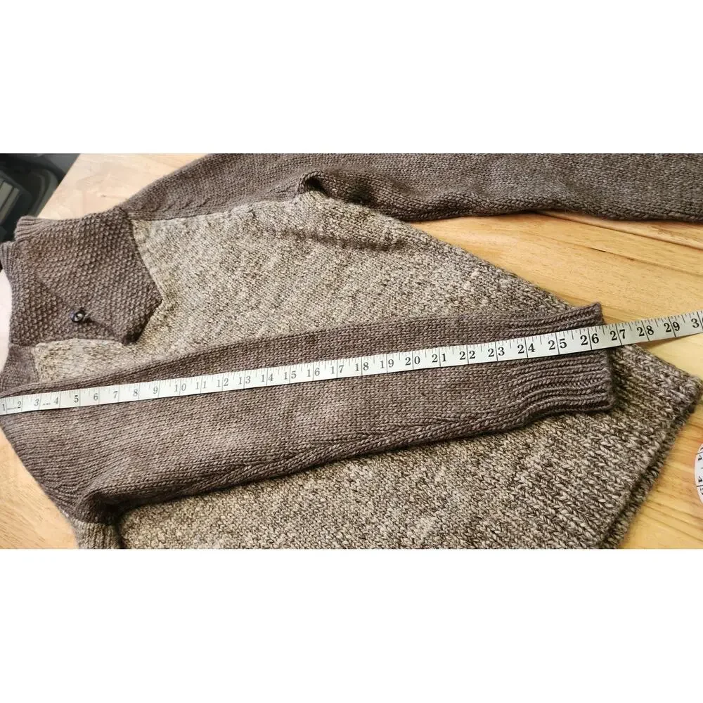 J. Crew Wool Alpaca Shawl Collar Marled Gray Brown Knit Sweater Men Size Medium